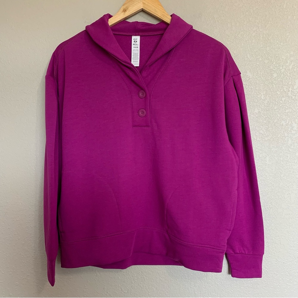 Fit 4 All by Carrie Wightman Purple Balloon Sleeve Sweatshirt Size XXS NWOT